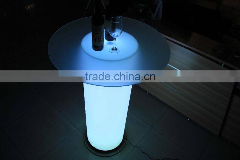 Hot sale led luminous round-shaped glass top dining table