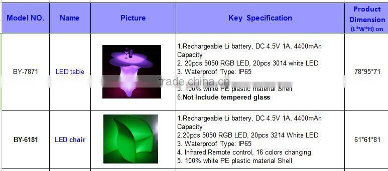 New design high top hotel battery led flower table