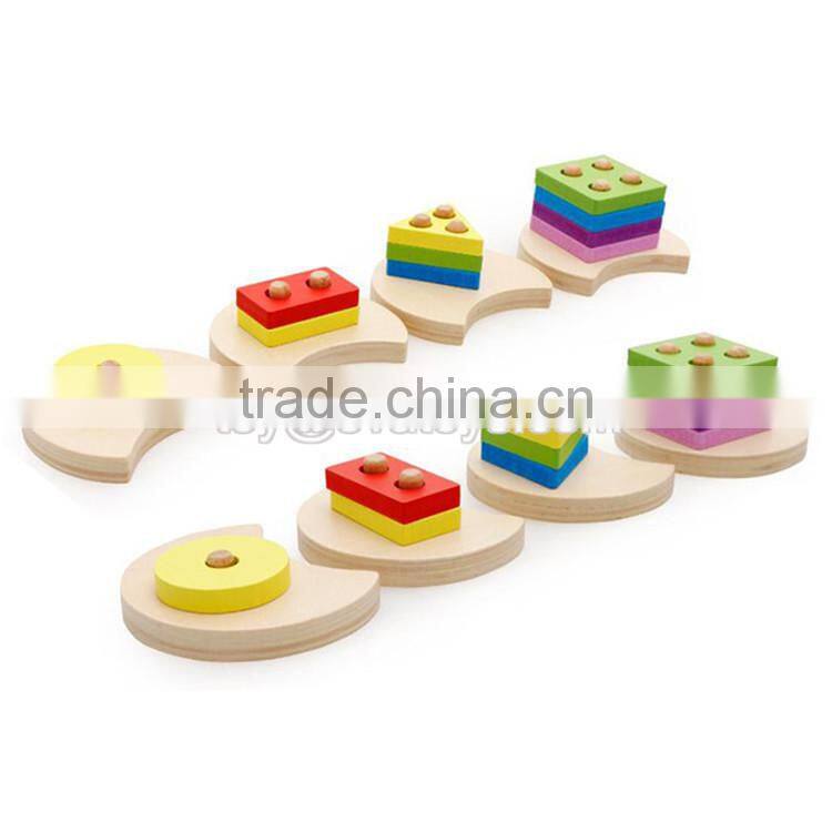 Hot sale preschool stacking geometry blocks wooden baby sorting toys W13D112