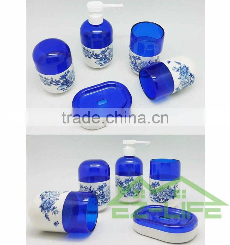 Best 5pcs High quality cool China blue and white Bathroom Accessory Sets