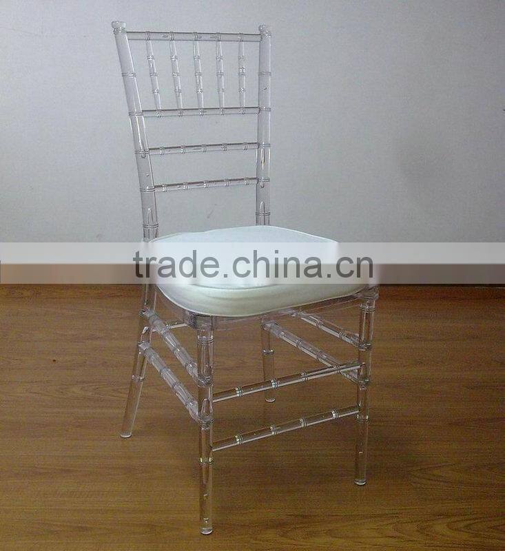 high quality clear resin wedding chairs tiffany with ivory cushions