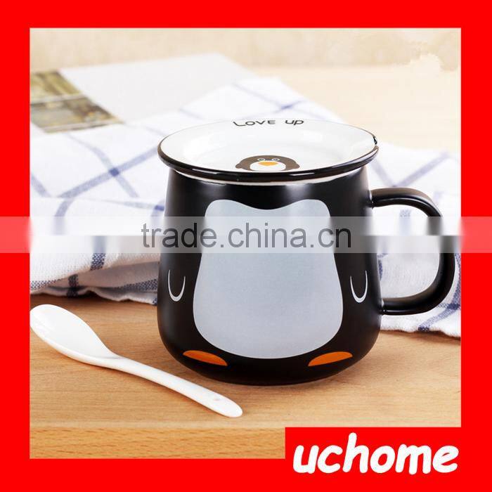 UCHOME High Quality Cartoon Ceramic Coffee Tea Milk Breakfast Cup Mug With Lid