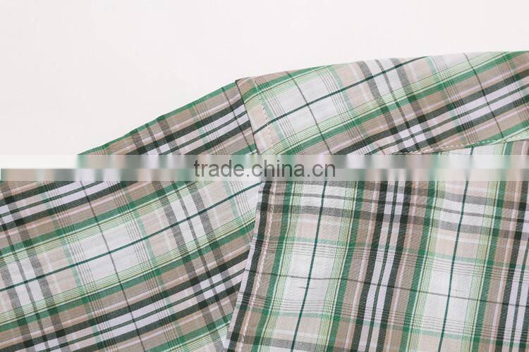 plaids 100% Organic Cotton Yarn dyed shirt, Men casual short sleeve shirt