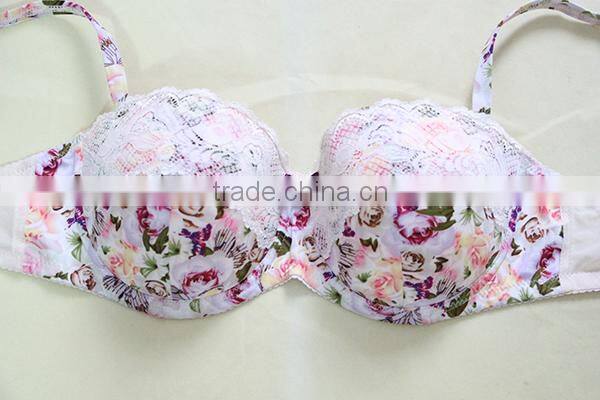 Fashion printing women bra with lace trimming/new style bra