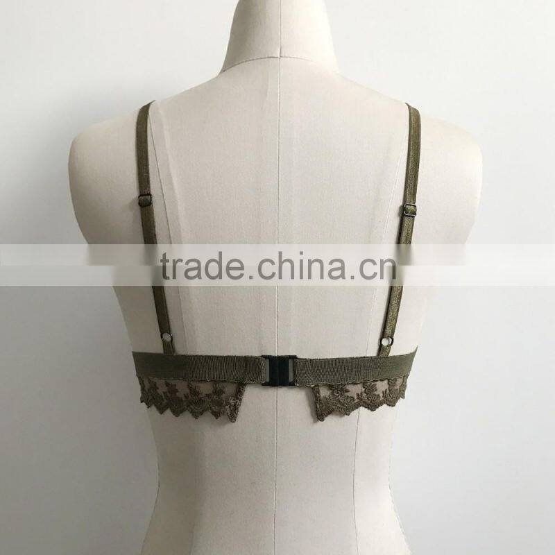 Sexy Lace net bra panty Soft Bra Push Up Deep V Straps Polka Dots Bralette beautiful bra sexy bra design latest fashion sexy bra