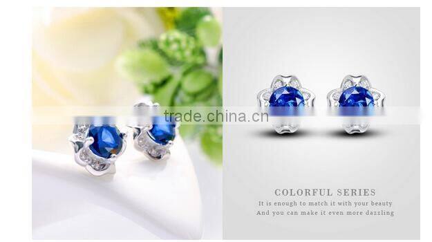 Exquisite Hot Sale Elegant Micro Insert Zircon Flower Shape 925 Sterling Silver Stud Earring
