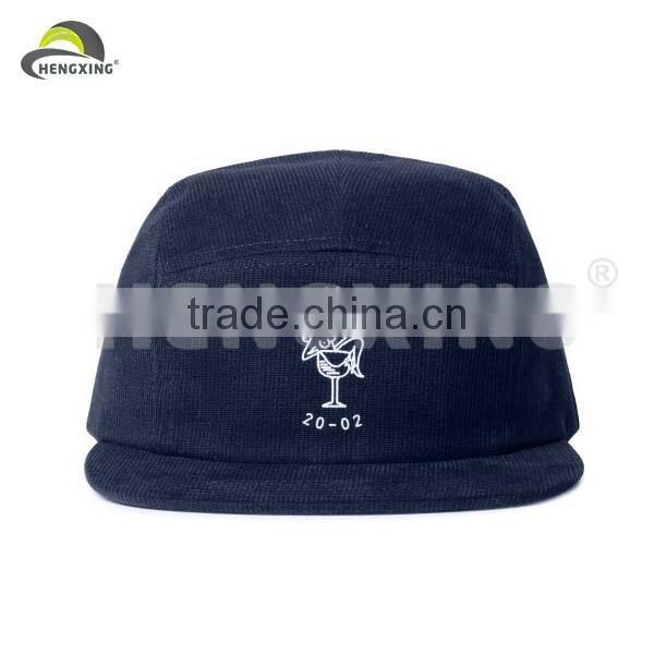 Navy corduroy 5 panel hat/embroidery hat