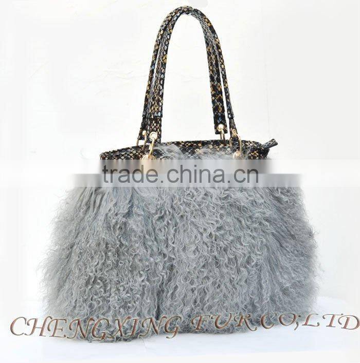 CX-H-47B Mongolian Lamb Fur Ladies Handbag New Products