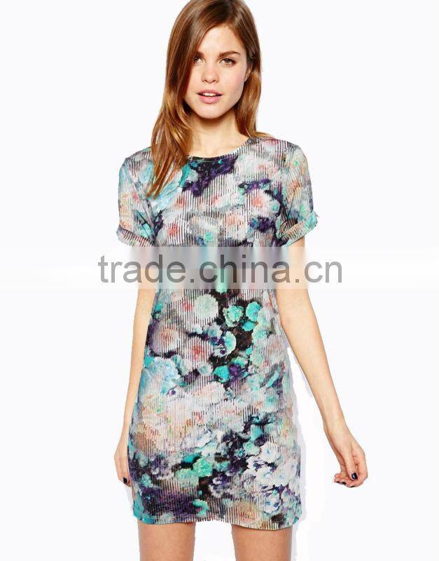 Woman dress Printed Favorites Compare Ladies' fashionable burnout hem dress Burnout Dress