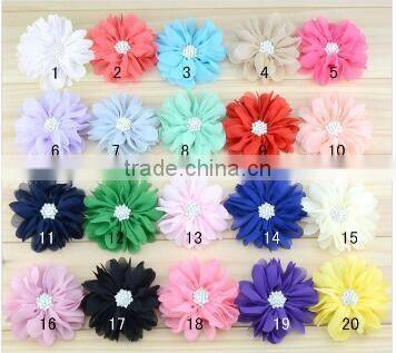 high quality wholesale silk flower,puff ruffle flower for girls dress,handmade flowers for hair