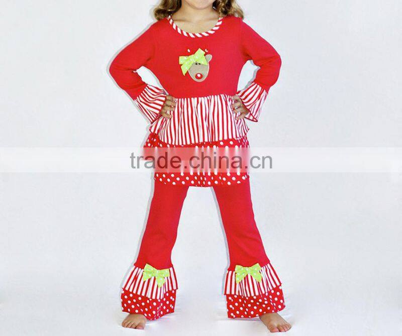 2014 children clothing wholesale christmas items polka dots kids outfit
