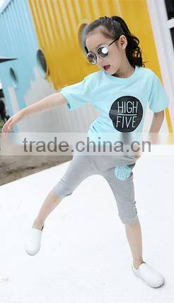 Fashion Custom High Five Word Printed Kids Round Neck Short Sleeve T Shirt OEM Service