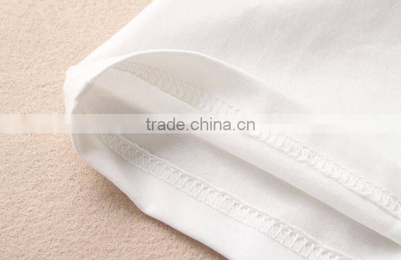 pure white simple ladies 100% cotton long sleeve t-shirt