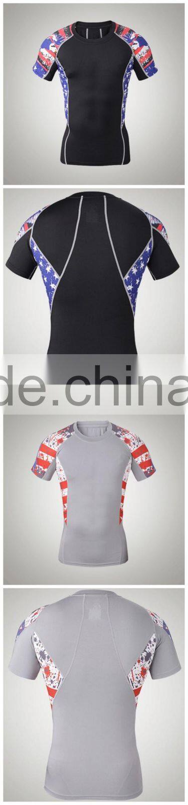 100% Polyester Short Sleeve Mens Slim Fit Bodybuilding Blank T Shirt Fashion Sports Jersey Tee