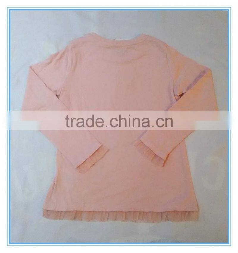 OEM 100% cotton children girls long sleeve shirt, girls t shirts with printing