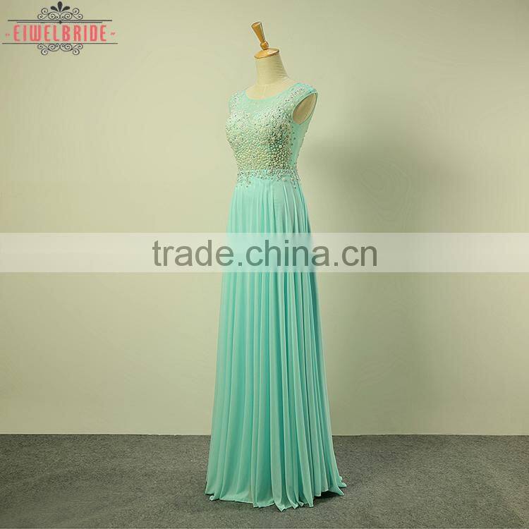Long Floor-length A Line Beaded Bridesmaid Dress