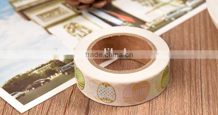 1.5cm*10m Japan Washi tape gold stamping eggs pattern adhesive paper tape colors paper tape