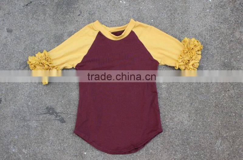 pernickety boutique baby girl raglan shirt ruffle long and the 3/4 sleeve wholesale 2016 winter shirt children girls top