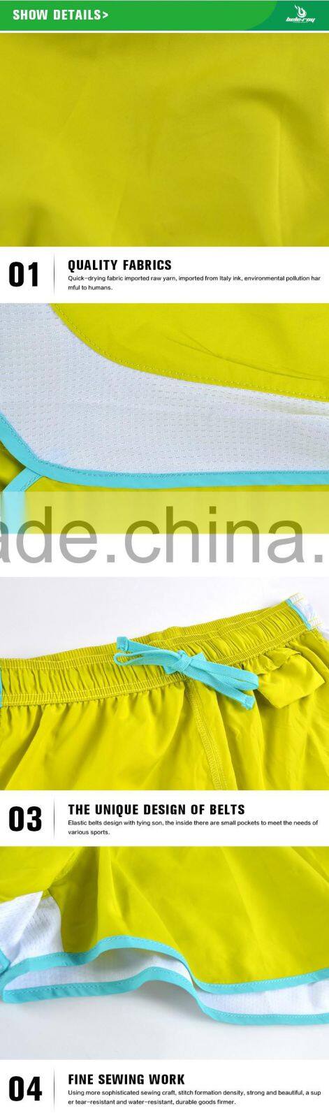 BEROY dry fit polyester running sports shorts, custom running gym pants for women