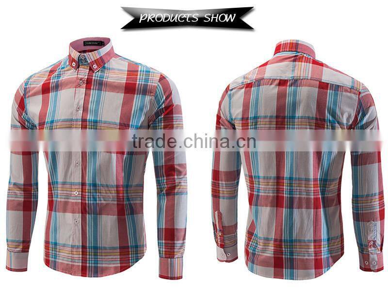 New product 2016 European fashion 100% cotton yarn dyed plaid shirt wholesale men's clothing