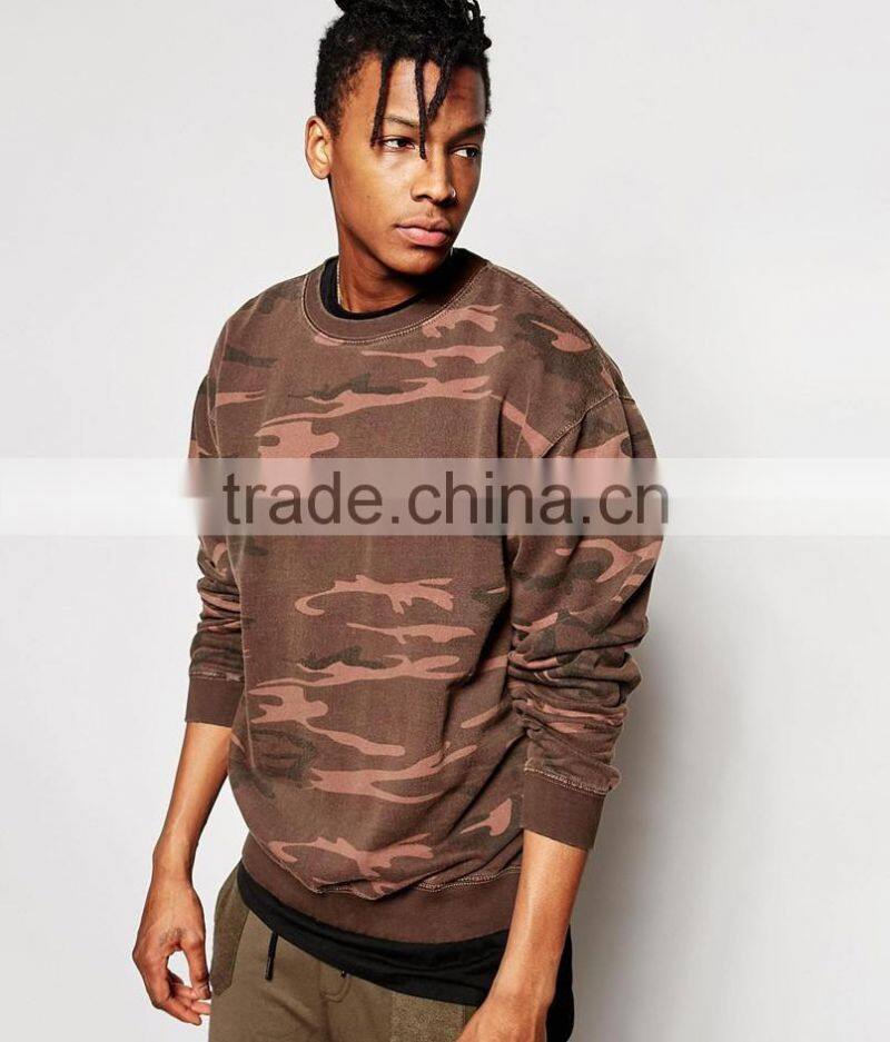 All-over camouflage print Crew neck Camo Sweatshirt