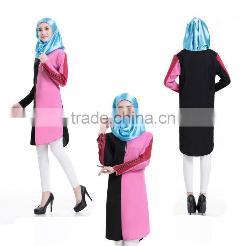2017fashion Islamism girl's top casual chiffon shirt long sleeve blouses tops muslim women wholesale price from China