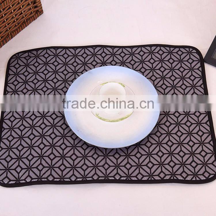 Factory supplier microfiber printing water absorbent kitchen dish drying mat