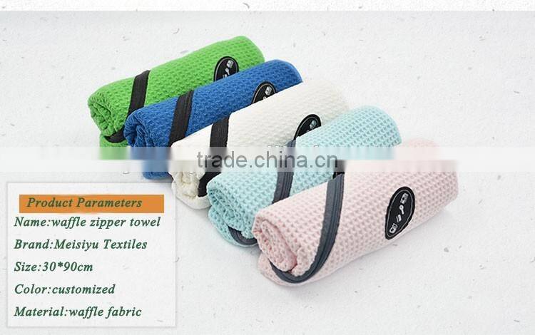 Gym towel with zip pocket cheap price organic bath towel