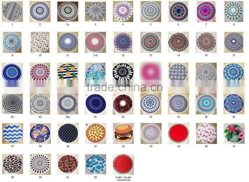 Custom design velour organic beach print towel round with tassels luxury style high quality best price