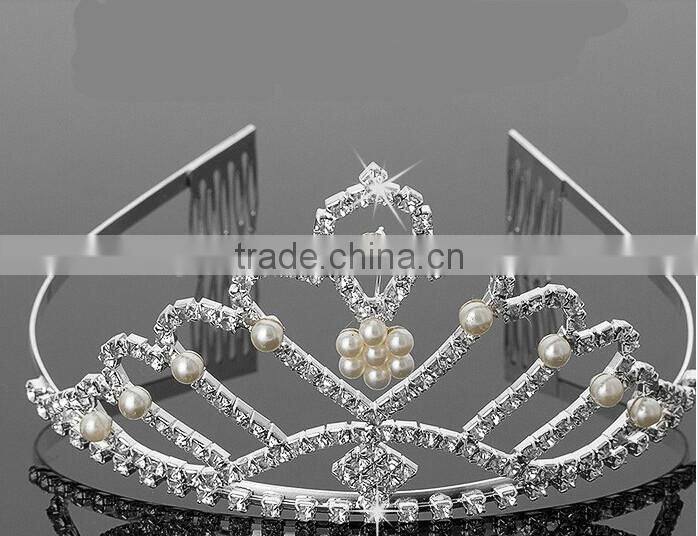 Newest pearl crown wholesale pearl hair band crystal brail hair band