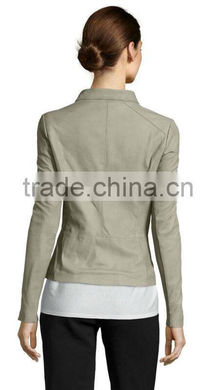 Rib Knit Asymmetrical Motorcycle Leather Jacket