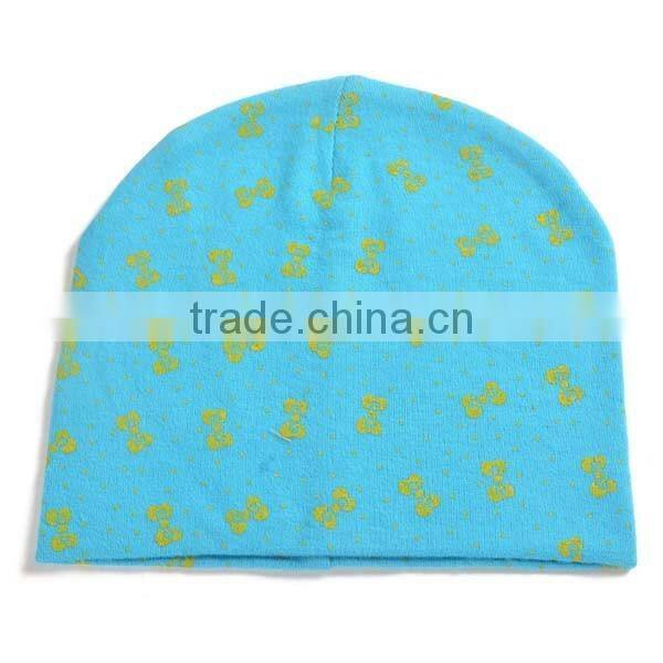 winter korea style 100%cotton cute boys&girls bowknot pattern baby beanie hat