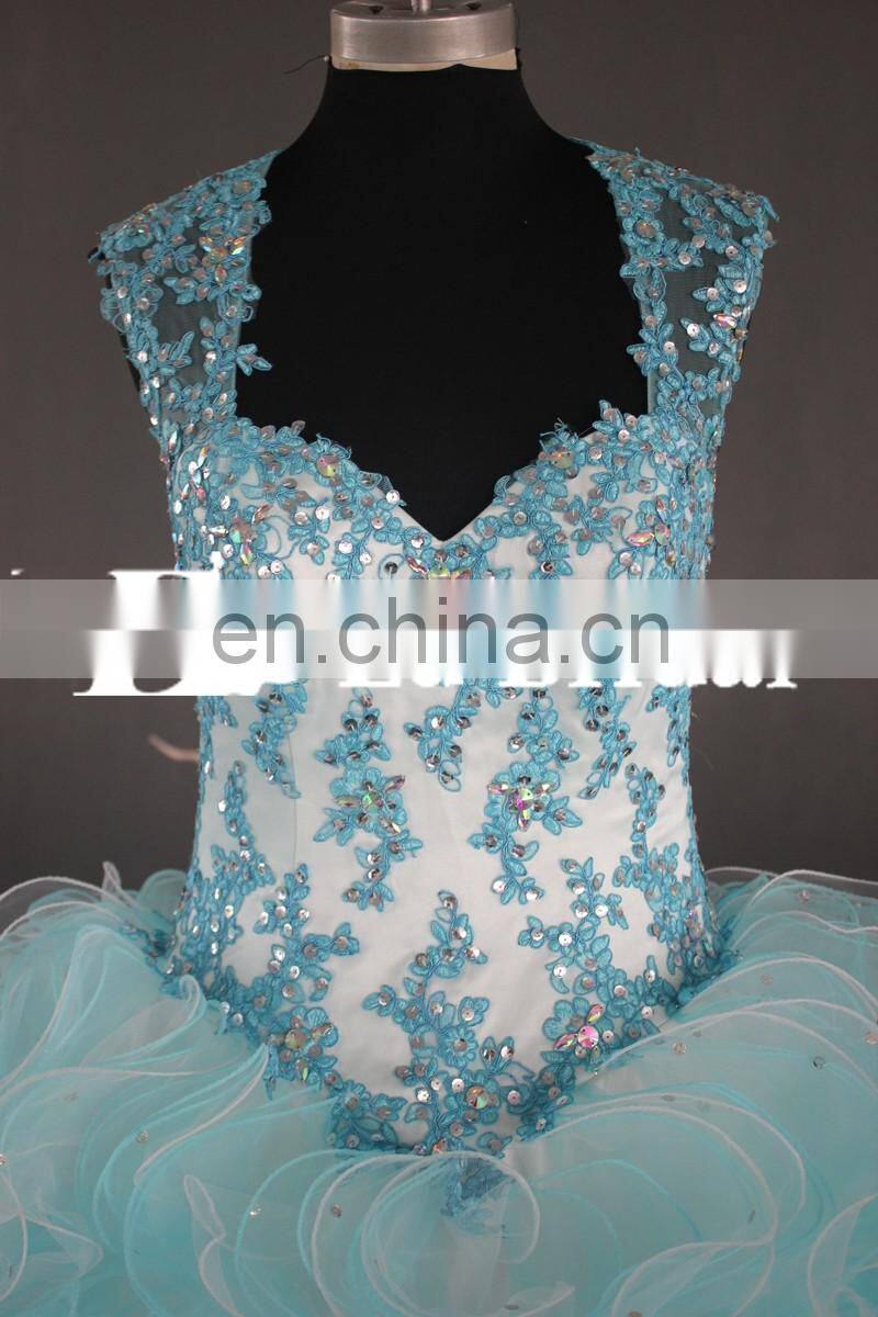 Plus Size Sweetheart Straps Bling Beads Western Pattern Blue Quinceanera Dresses Ball Gown