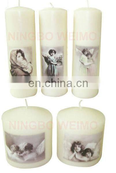 angel printed candle