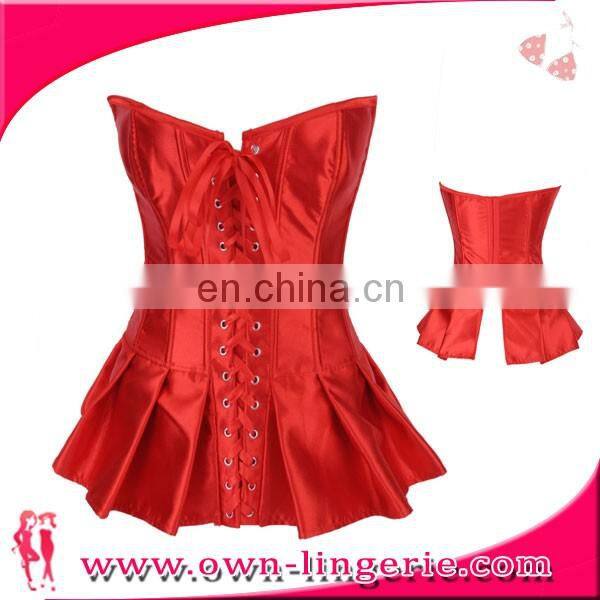 Top quality Clothing sheer body of strapless satin lace Dress Custom Leather Corset on sale