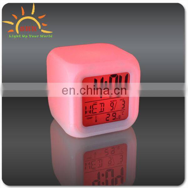 Rotate the multi-function clock 7 colour,LED Backlight alarm clock