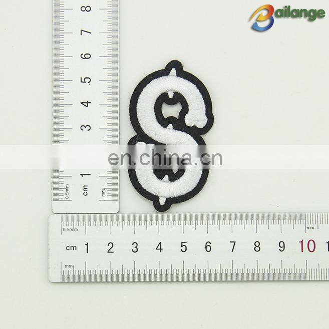 Dollars shape black and white thread embroidery patches for men's clothes