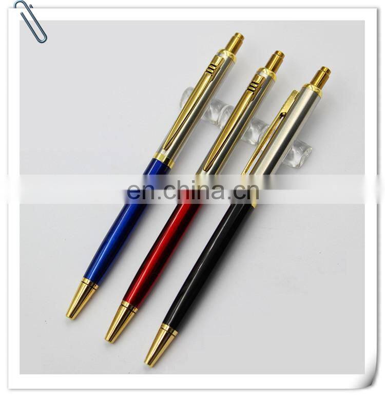 twist action colorful polished barrel metal l ballpoint ball pen with shiny chrome accents