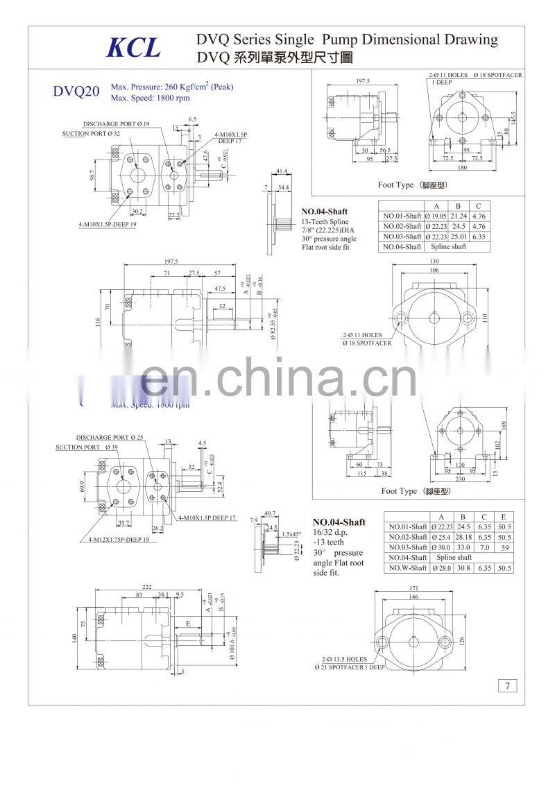 KCL DVQ DVQ20 DVQ25 series single vane pump DVQ20-14-F-RAB-02 DVQ20-17-F-RAB