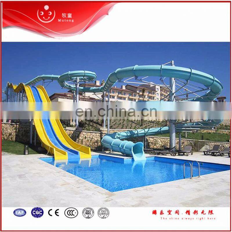 Commercial Aquapark Spiral Slide Fiberglass Slides Combination Spiral & Straight Slide