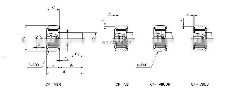 CF 8 VBUU Japanese standard type Cam Follower Full Complement with Hex Head CF 8 VBUUR