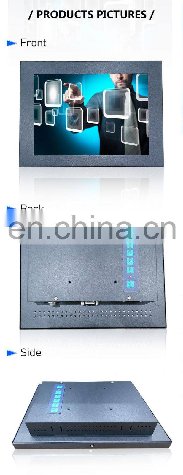 OEM industrial Metal Case Embedded 10.4inch Open Frame Monitor LCD Display VGA 75*75mm VESA