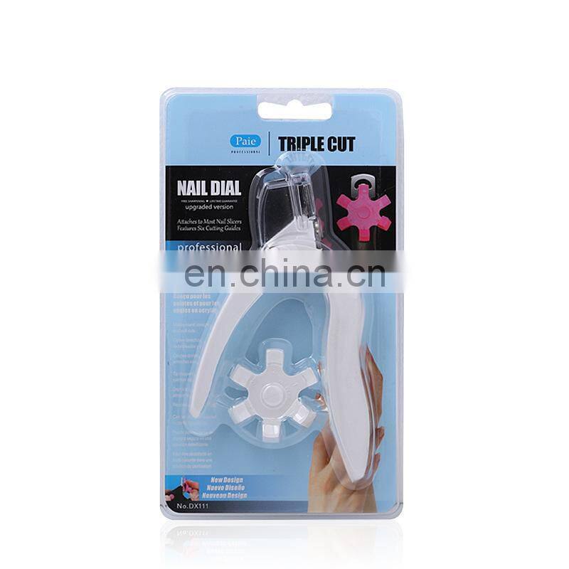 professional Nails salon products DIY nail clipper U-shaped scissors false nail tip cutter with measure Turntable Head tool