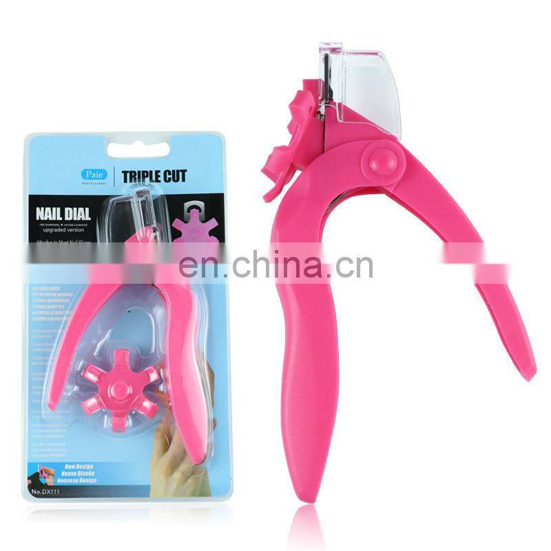 professional Nails salon products DIY nail clipper U-shaped scissors false nail tip cutter with measure Turntable Head tool