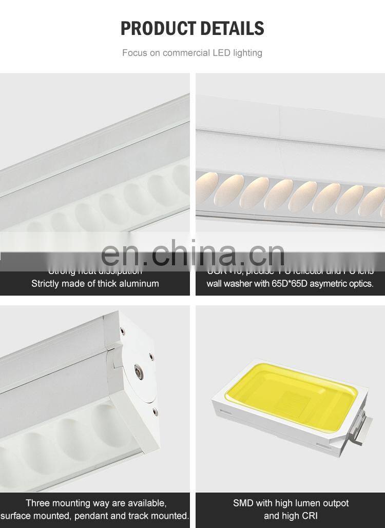 Guide Rail Ceiling Hanging Installation For Supermarket Light Aluminum 100CM 64W Smd Led Linear Light