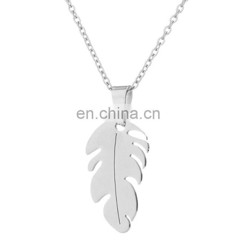 Simple Feather Necklace Long Sweater Chain Statement Choker Necklace for Women