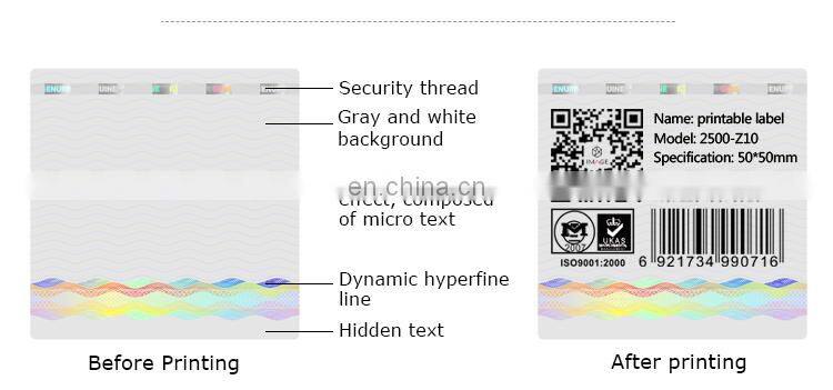 Square Hologram Security Stickers with Barcode and QR Code