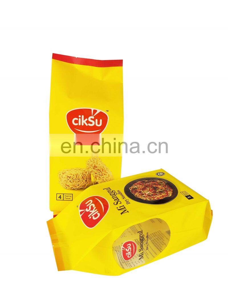 Custom Design Food Grade Noodles Transparent Packaging bags Pasta Packaging Bag Side Gusset Bag with window