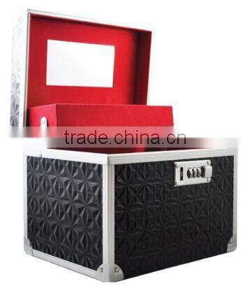 OEM black Aluminum makeup artist vanity case,Aluminum cosmetic storage box,makeup travel carrying case