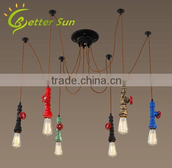 Loft Retro DIY Industrial Water Pipe Metal Pendant Lights Lamps